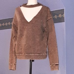 F21 Cut Out Taupe Sweater